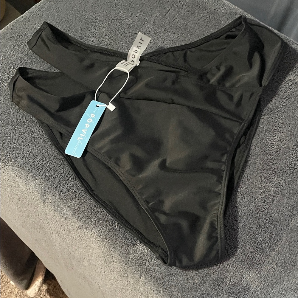 Popvil high waist Women's Black Bikini Bottom